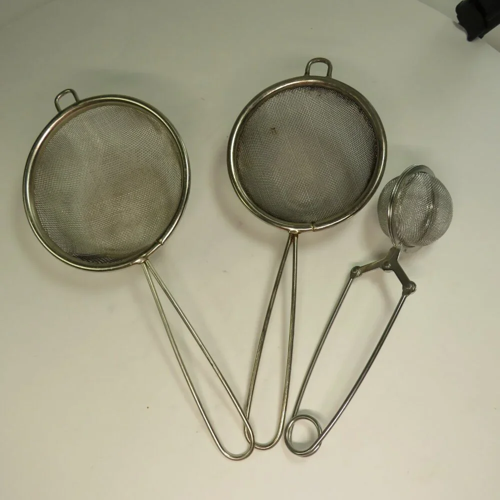 Fine Mesh Strainers (3) in three sizes Metal Handles Kitchen / Craft Tools